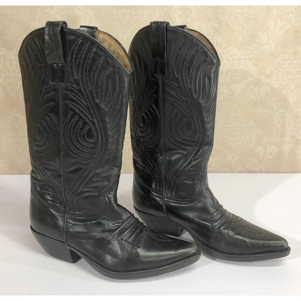 GUESS Made in Spain Marciano 5 1/2 Black Leather Western Ladies Cowboy Boots